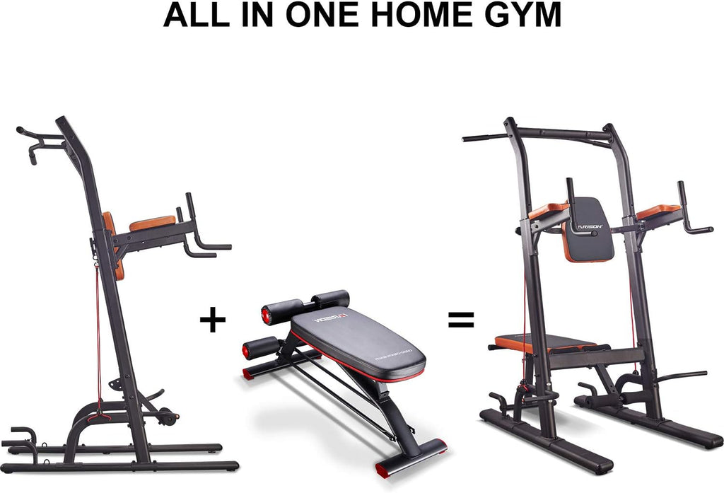 Power Tower with Bench Pull up Bar dip station O779