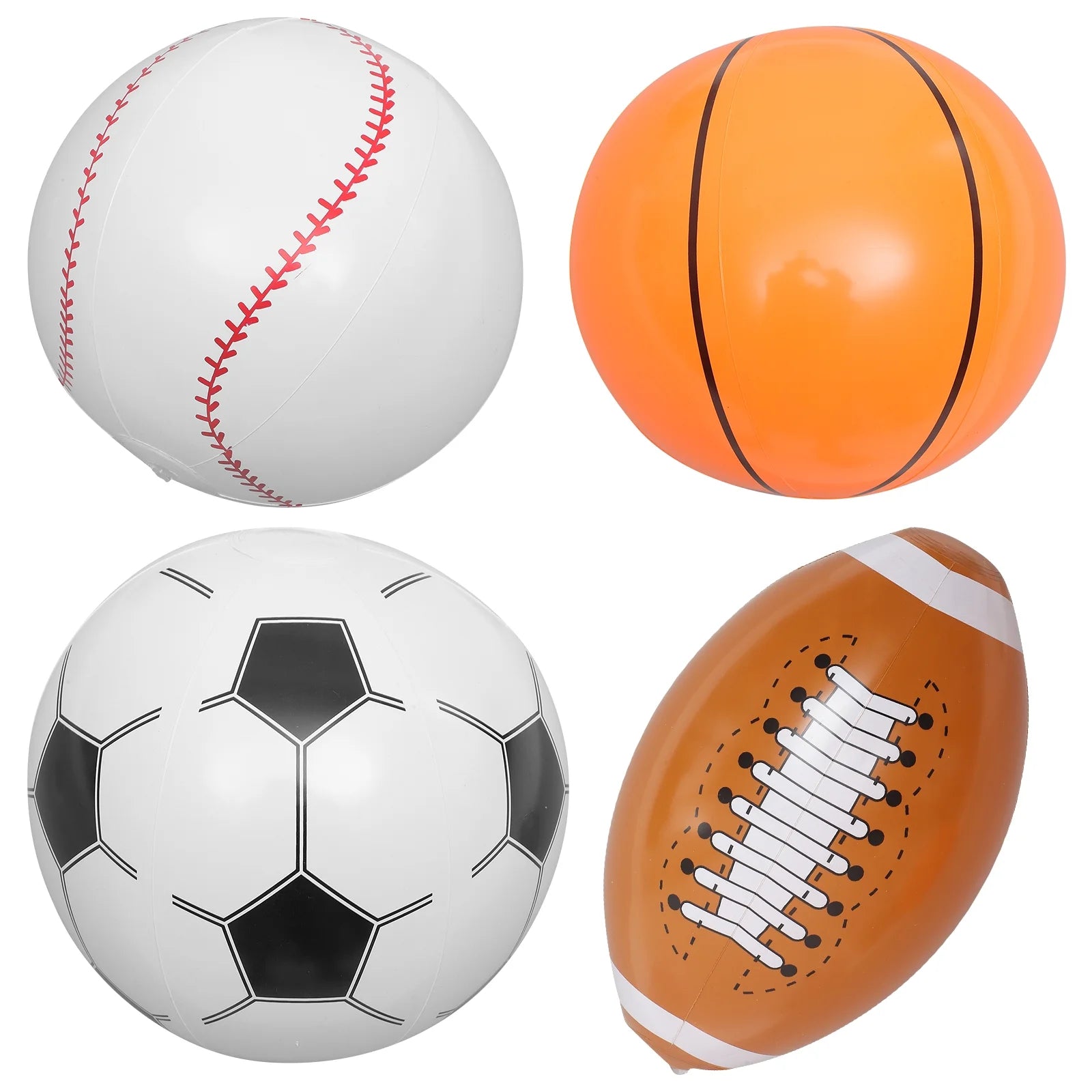 Inflatable Beach Ball Set of 4 Soccer Basketball Baseball A1480