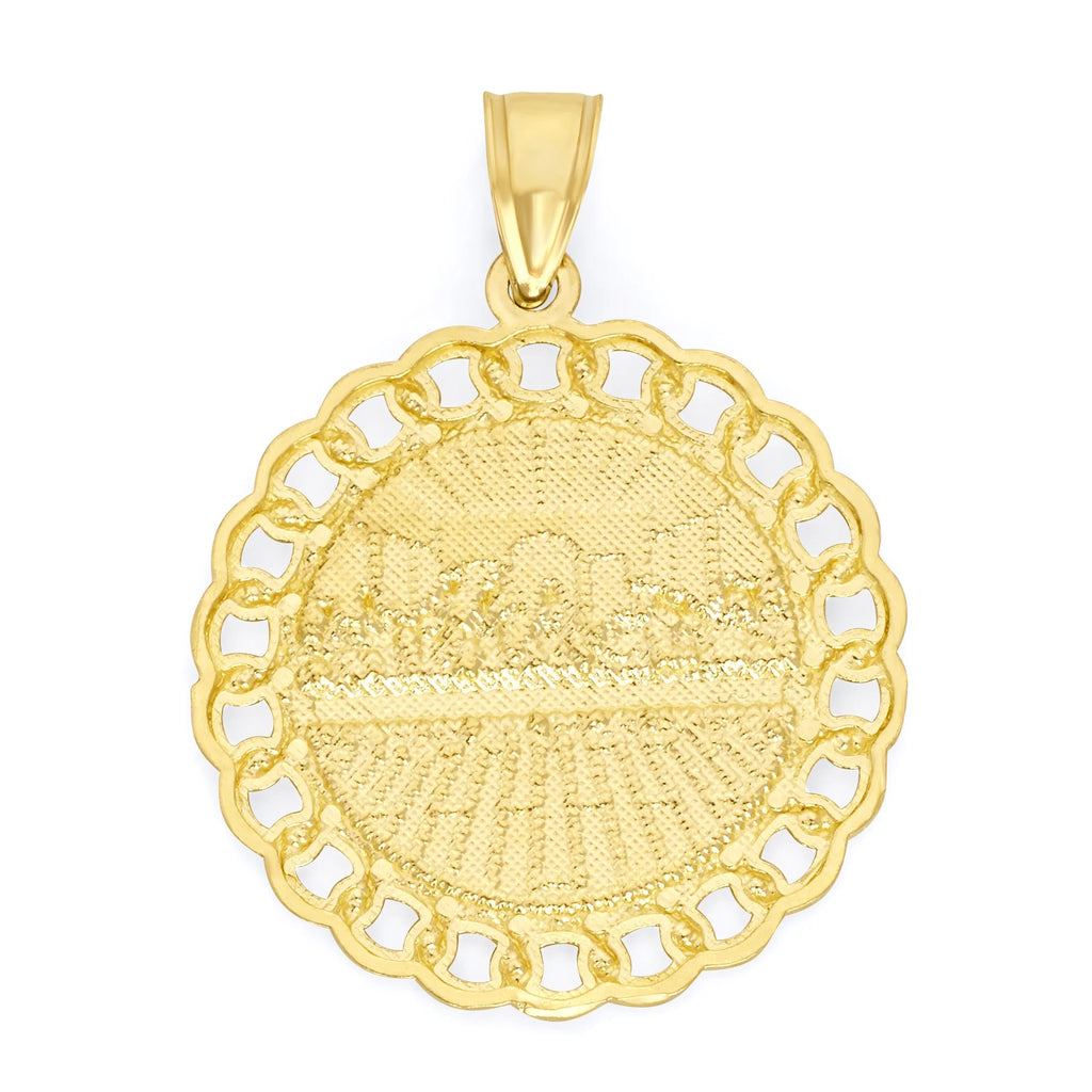 10k Solid Gold Last Supper Medallion with Cuban Link Detail O792