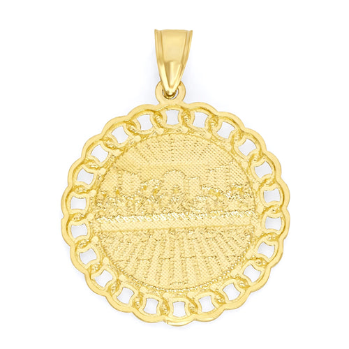 10k Solid Gold Last Supper Medallion with Cuban Link Detail P761