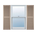 Vinyl Standard Cathedral Top Center Mullion with Open Louver Shutters 14 1/2x22 x 60x22 W V308