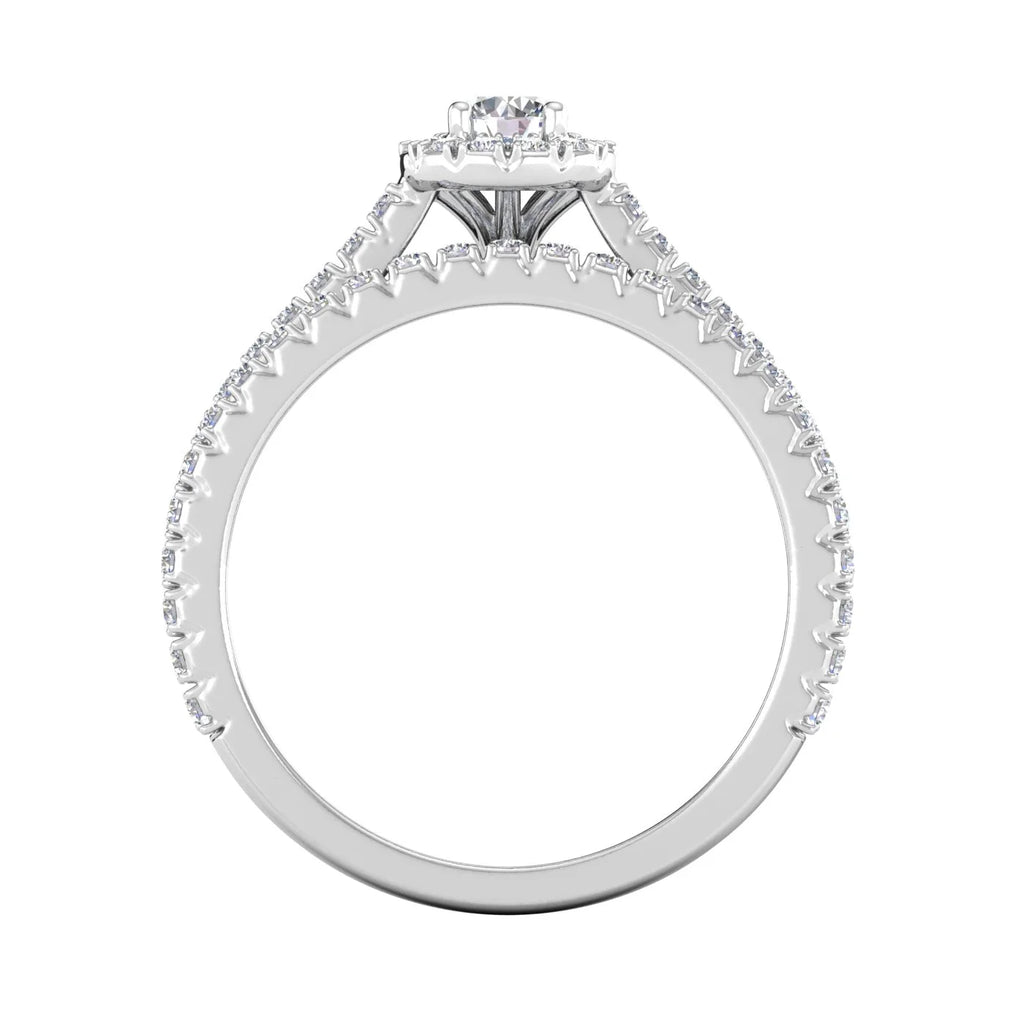 10k White Gold Diamond Halo Bridal Set Engagement Ring T42389