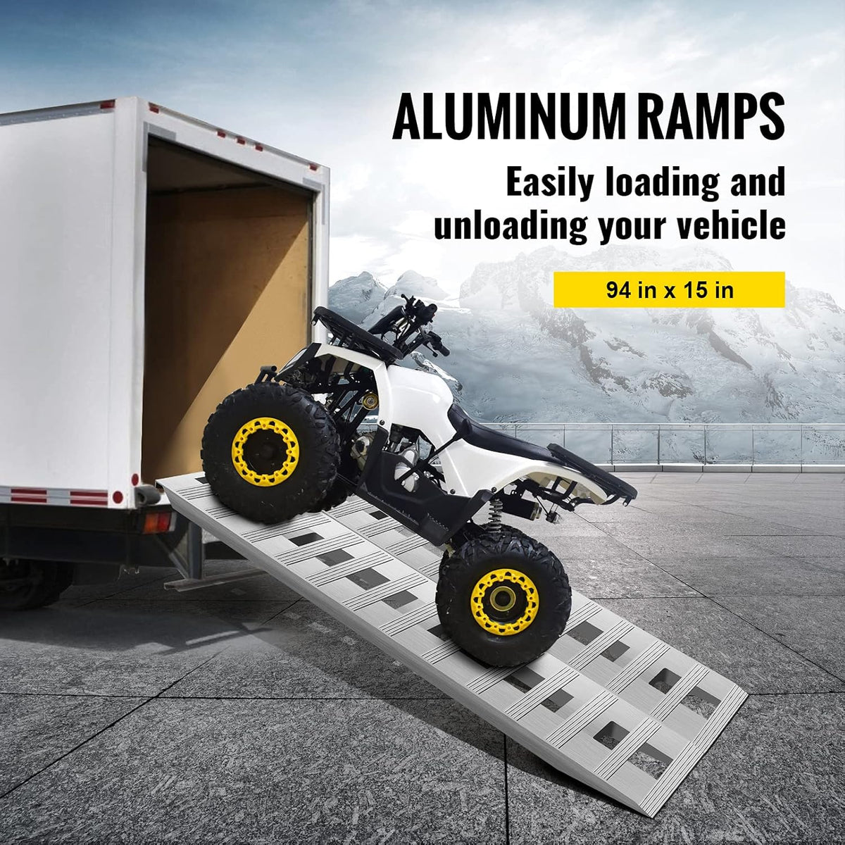 94 X 15 X 2.75 Inch Aluminum 6000LBS Capacity Car Trailer Truck ATV 1 Pair 2 Ramps P1346