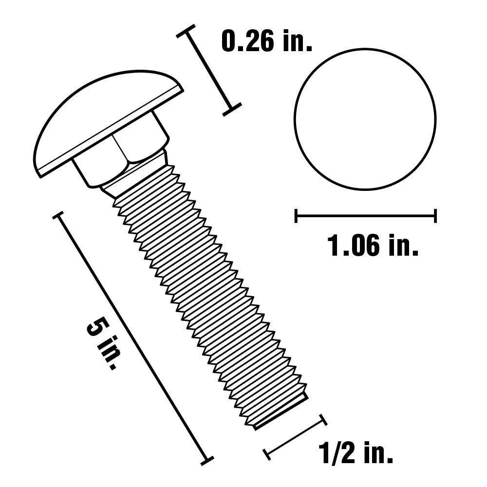1/2 in.-13 x 5 in. Galvanized Carriage Bolt (25-Pack) G294914