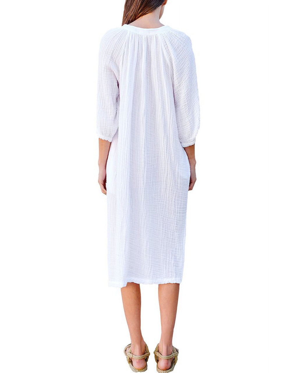 White Side Slit Midi Dress A769