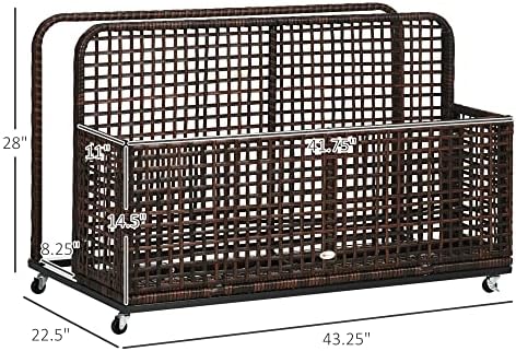 Light Gray Rolling PE Rattan Pool Caddy with Wheels X30356
