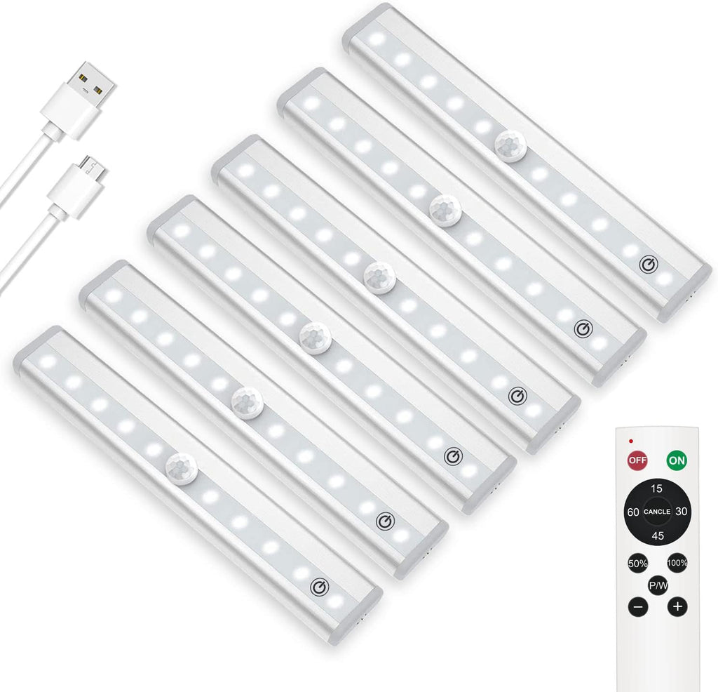 Rechargeable Remote Control 20-LED Dimmable Timer Closet Lights, 6 Pack G8853