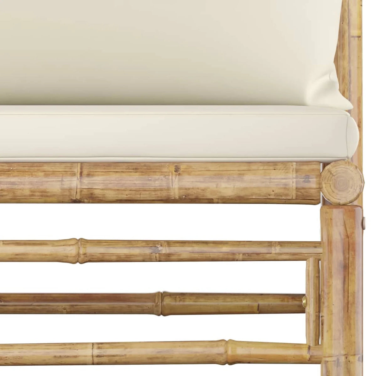 Cream White Cushioned Bamboo Sectional Outdoor Sofa Set R546407