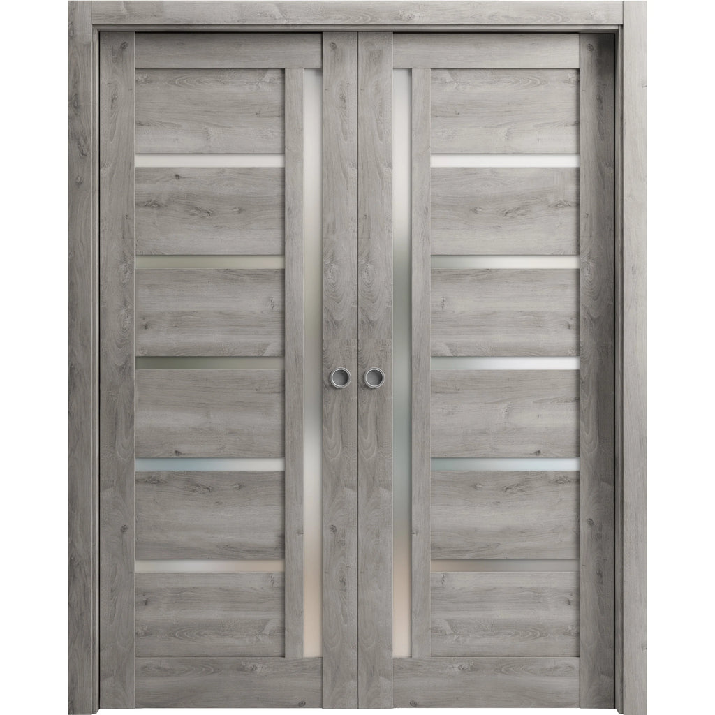 Sliding French Double Pocket Doors 64 x 96 inches Solid Wood Interior Doors Q434684