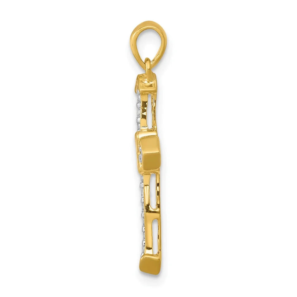 14K Yellow Gold Diamond Cross Pendant K7293