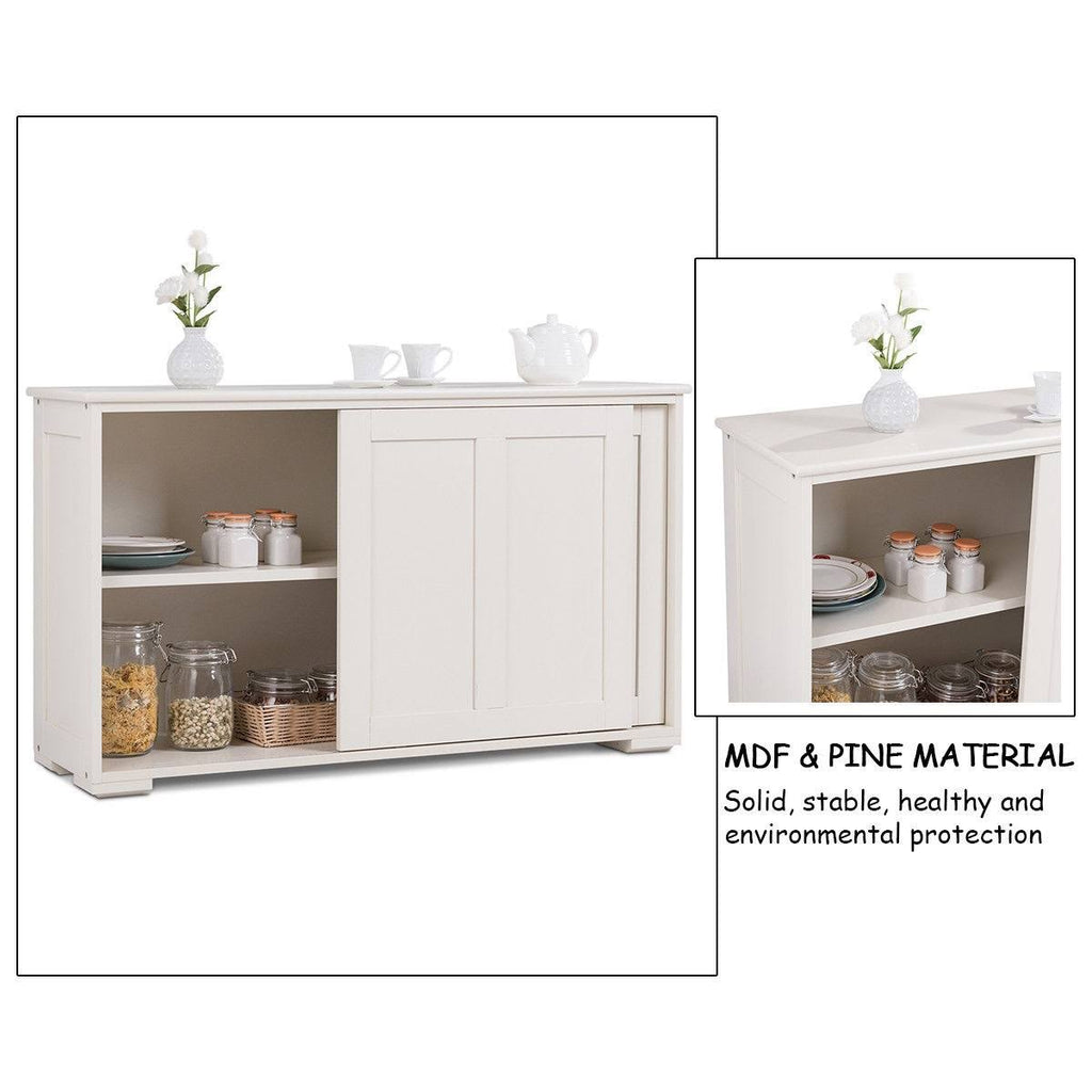 White Kitchen Storage Cabinet with Sliding Door N2654