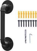 6.6ft Black Galvanized Steel Pipe Handrail Pack of 2 O299
