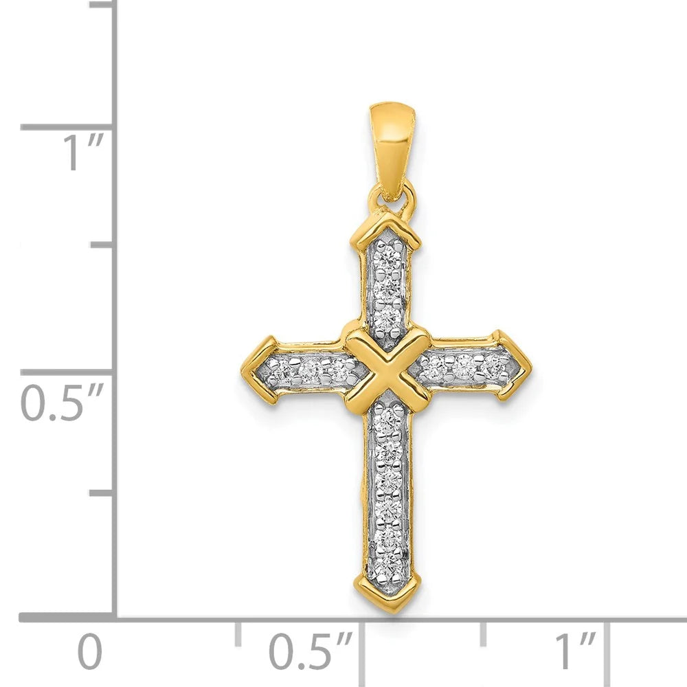 14K Yellow Gold Diamond Cross Pendant K7293