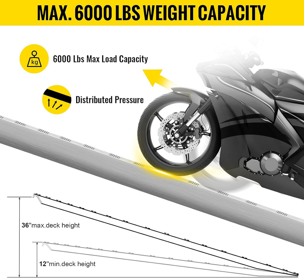 94 X 15 X 2.75 Inch Aluminum 6000LBS Capacity Car Trailer Truck ATV 1 Pair 2 Ramps P1346