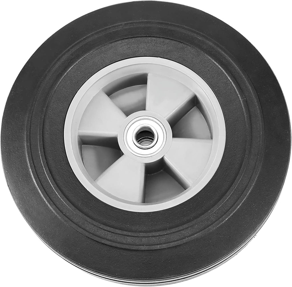 2 Pack 10 Inches Solid Rubber Flat Free Replacement Hand Truck Wheel with 5/8 Inch Axle W469321