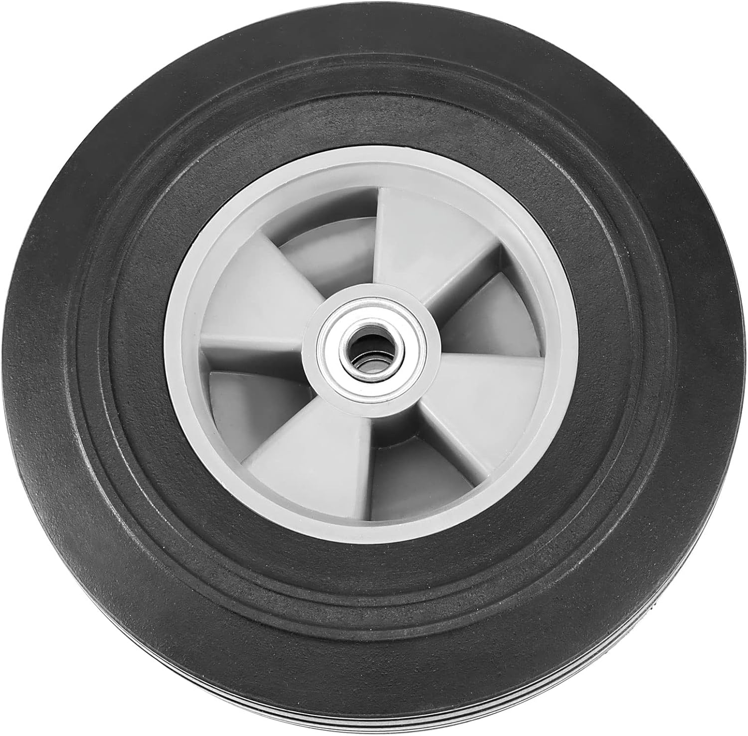 2 Pack 10 Inches Solid Rubber Flat Free Replacement Hand Truck Wheel with 5/8 Inch Axle W469321