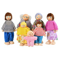 Wooden Dolls Playset Set of 7 People with Dog I5922