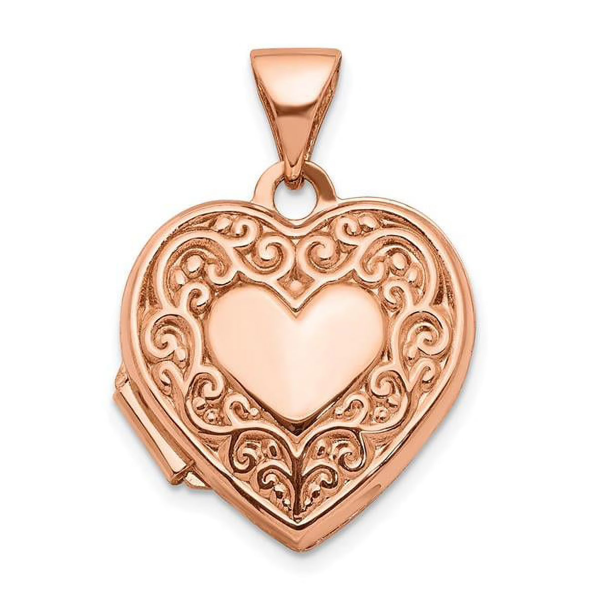 14K Rose Gold 15 mm Heart Locket Pendant U12780