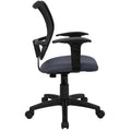 Black Mesh Swivel Office Chair with Navy Fabric Padded Seat and Height Adjustable Arms D32536