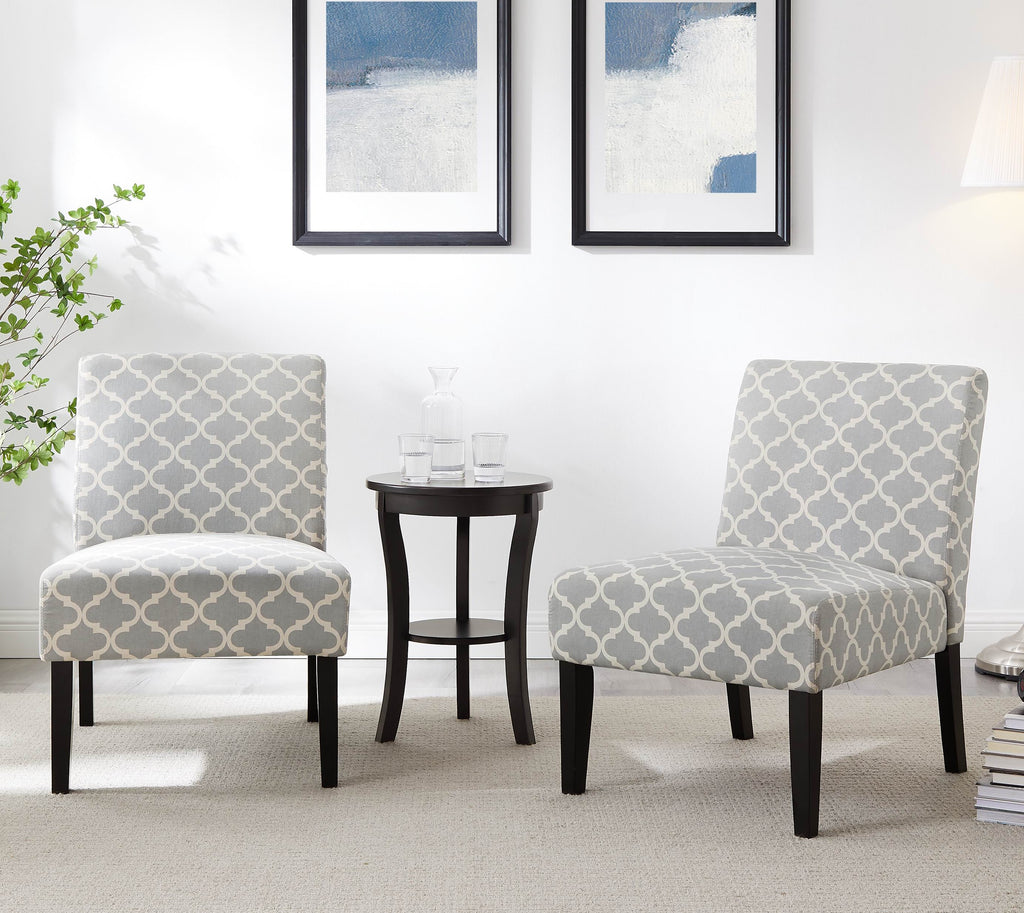 3pc Gray Fabric Upholstered Side Table and 2 Chairs H633493