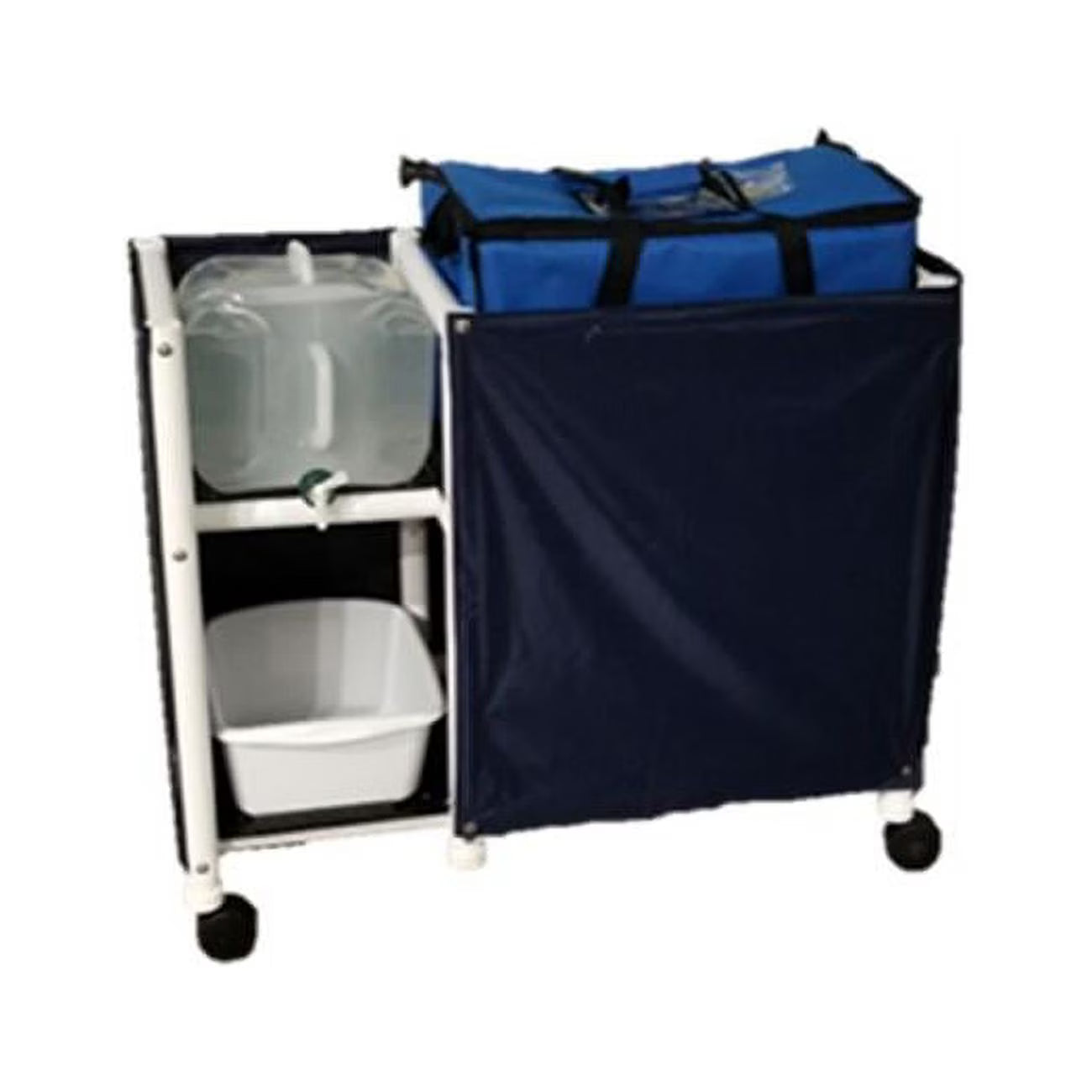 Hydration Cart with Collapsible Ice Chest & 5 gal Water Jug, Black & White U592