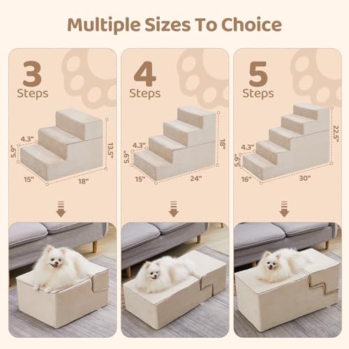 Grey 18'' H Dog Stairs with Non-slip Bottom B365
