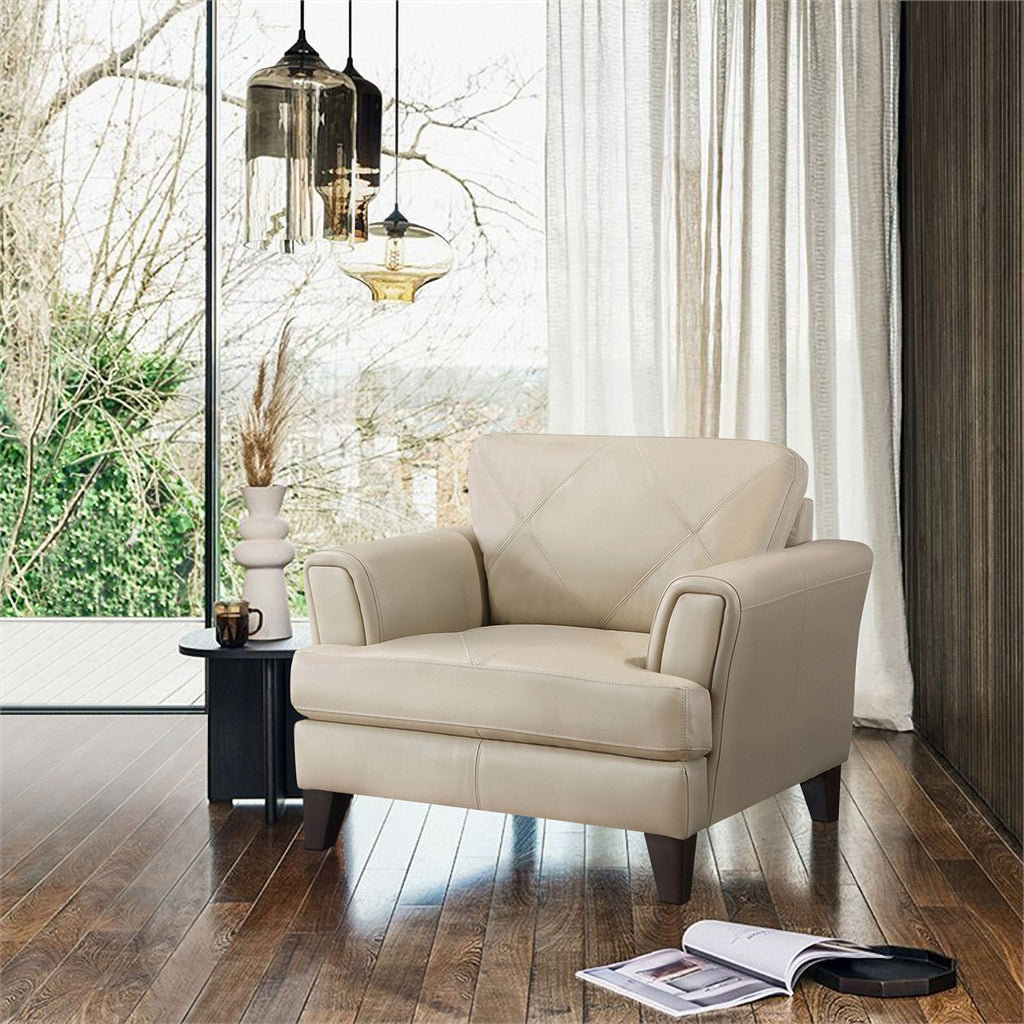 19" Plywood and Leather Chair in Cream N298136