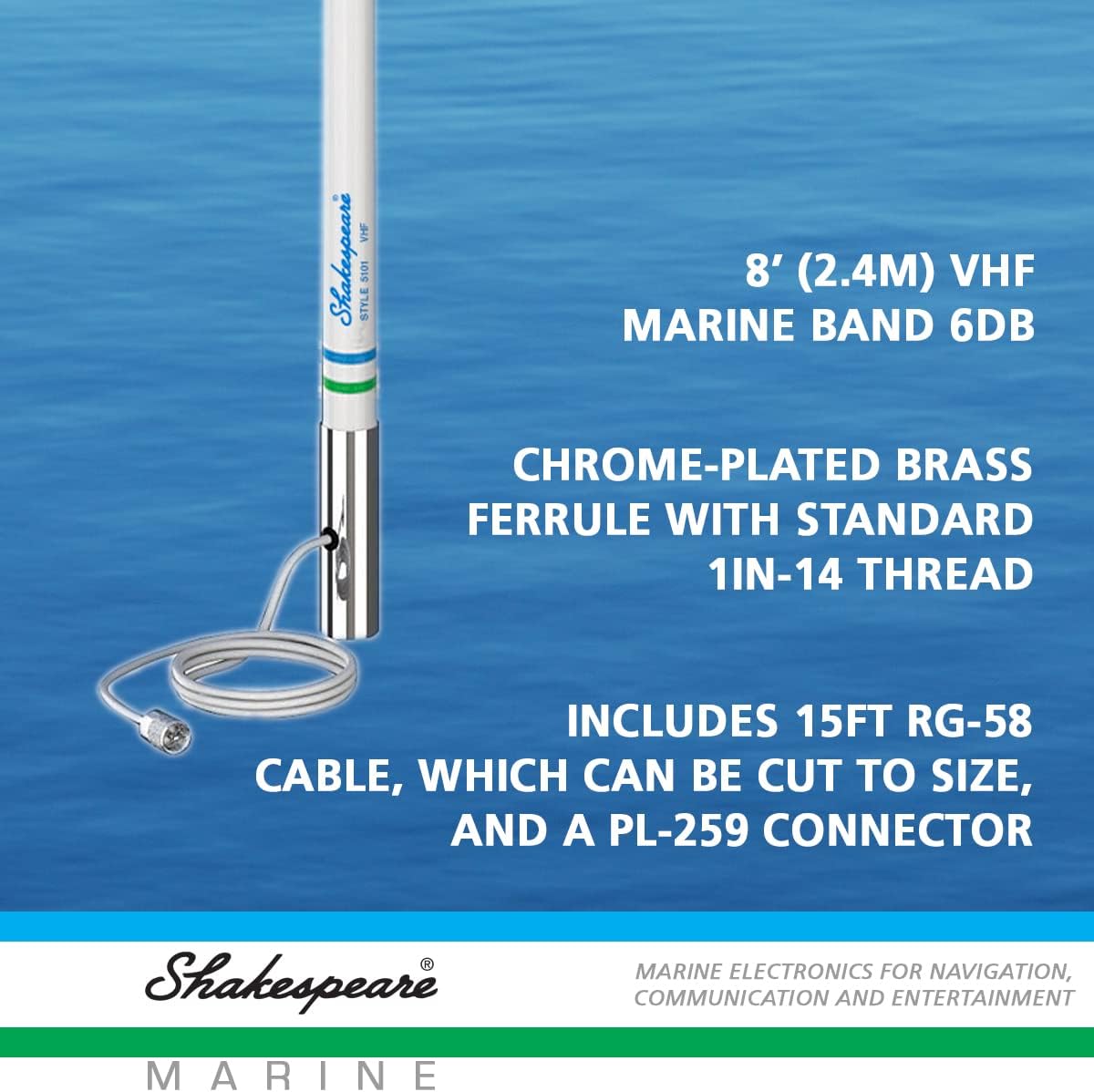 Centennial White 8' VHF Marine Antenna Pack of 2 L766