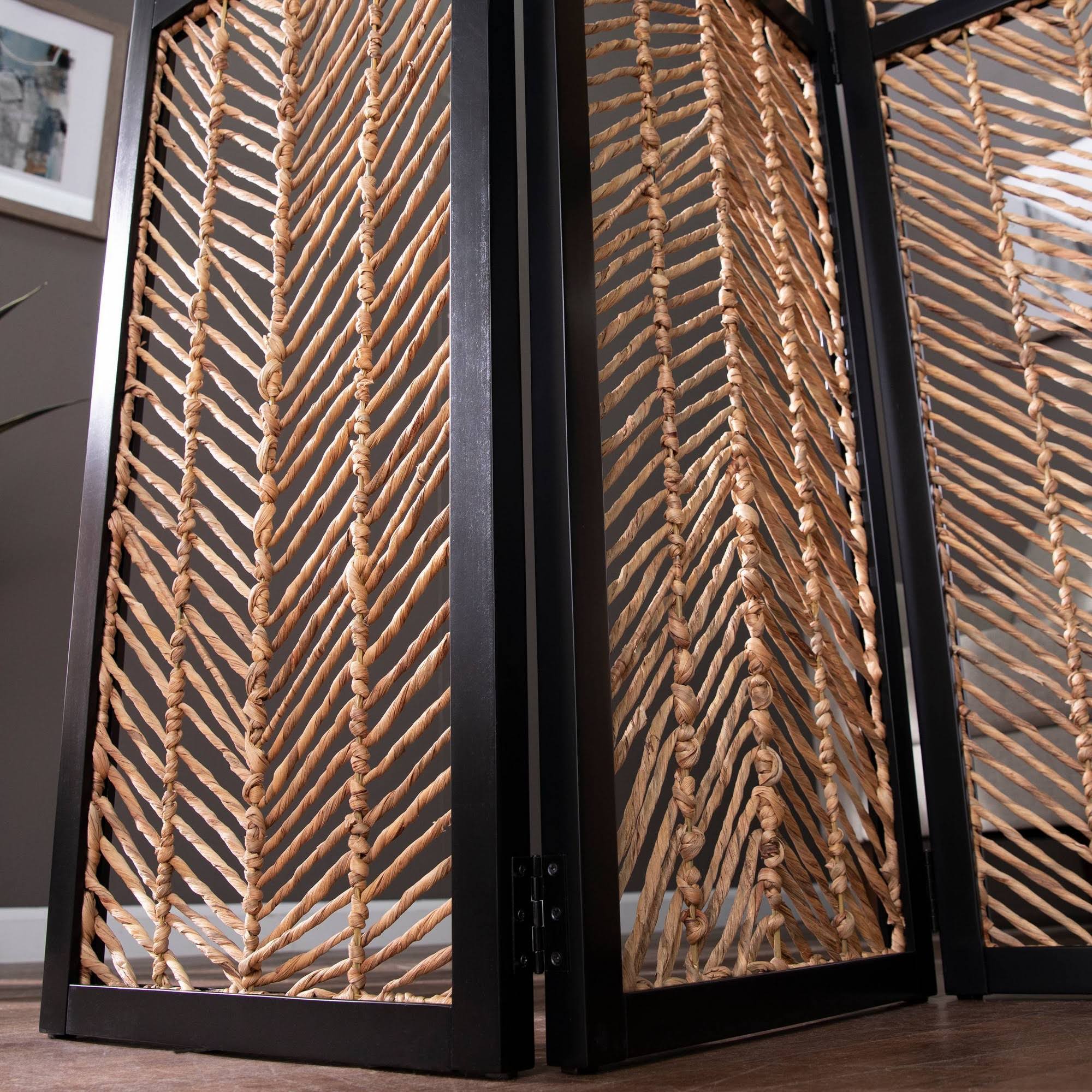 Woven Room Divider Black/Natural U140