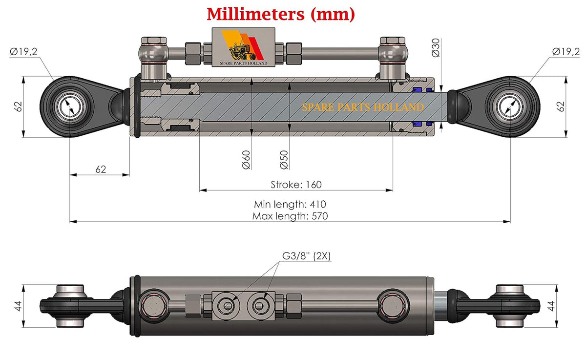 Hydraulic Top Link Cat. 1-1 with Locking Block M872694