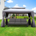 10'x13' Outdoor Double Vent Canopy Gazebo with Nettings and Curtains D701