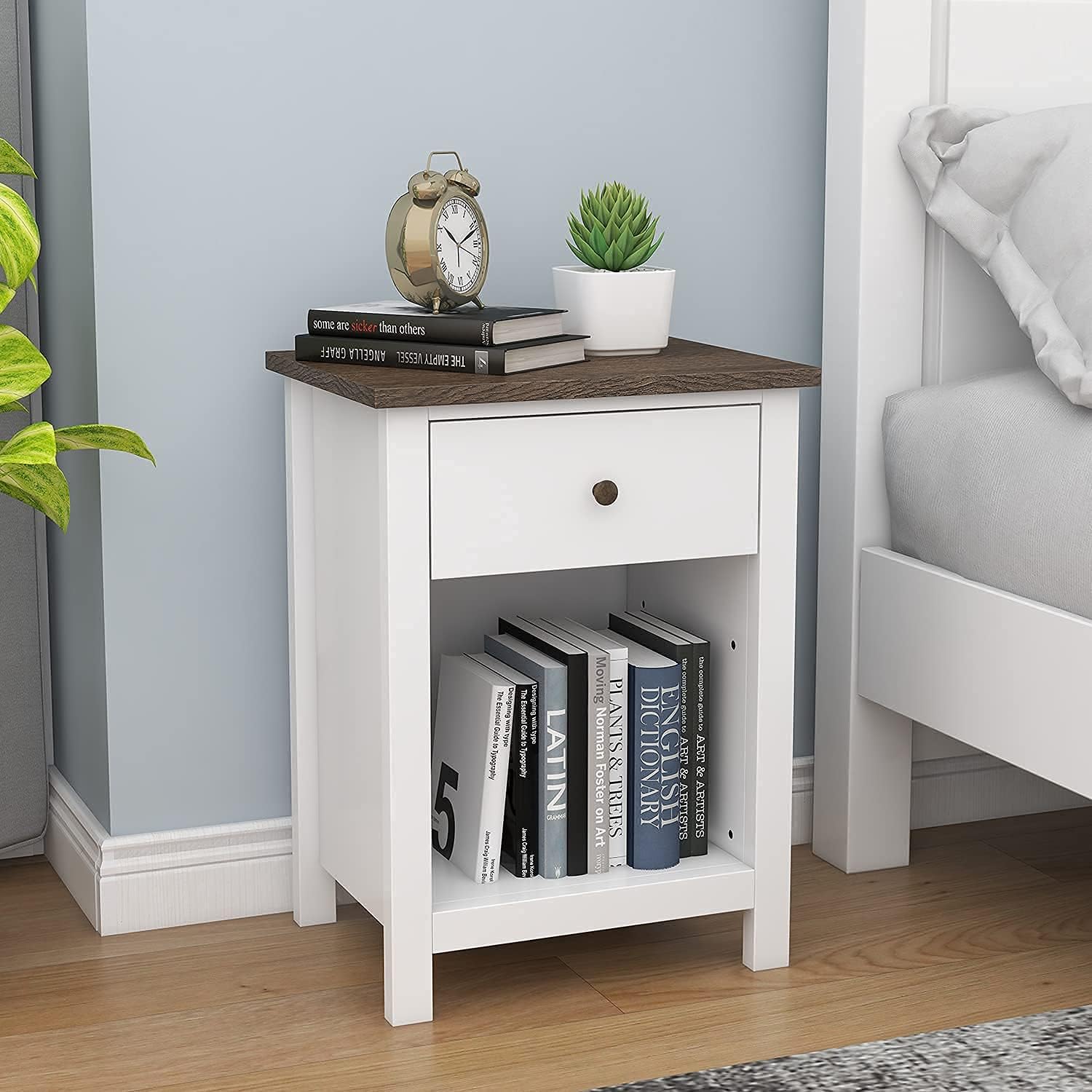 Black Wooden 1-Drawer Nightstand B31881