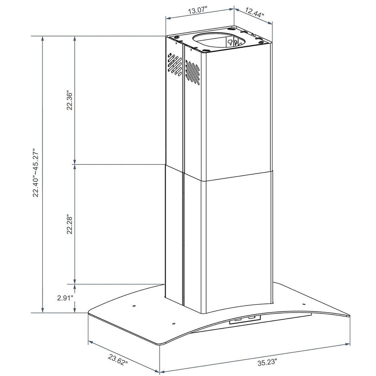 36x22 400 CFM Convertible Island Range Hood T81519