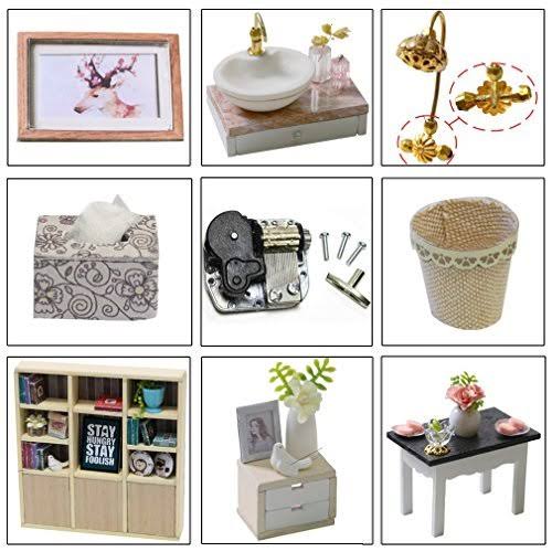Wooden DIY Dollhouse Kit with Furniture, 1:24 Scale N109138