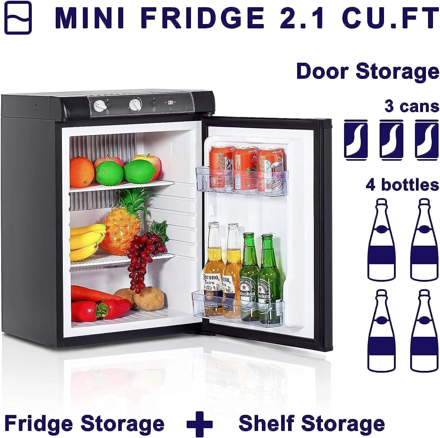 3 Way Propane Refrigerator 2.1 Cu.Ft LPG/110V/12V O192