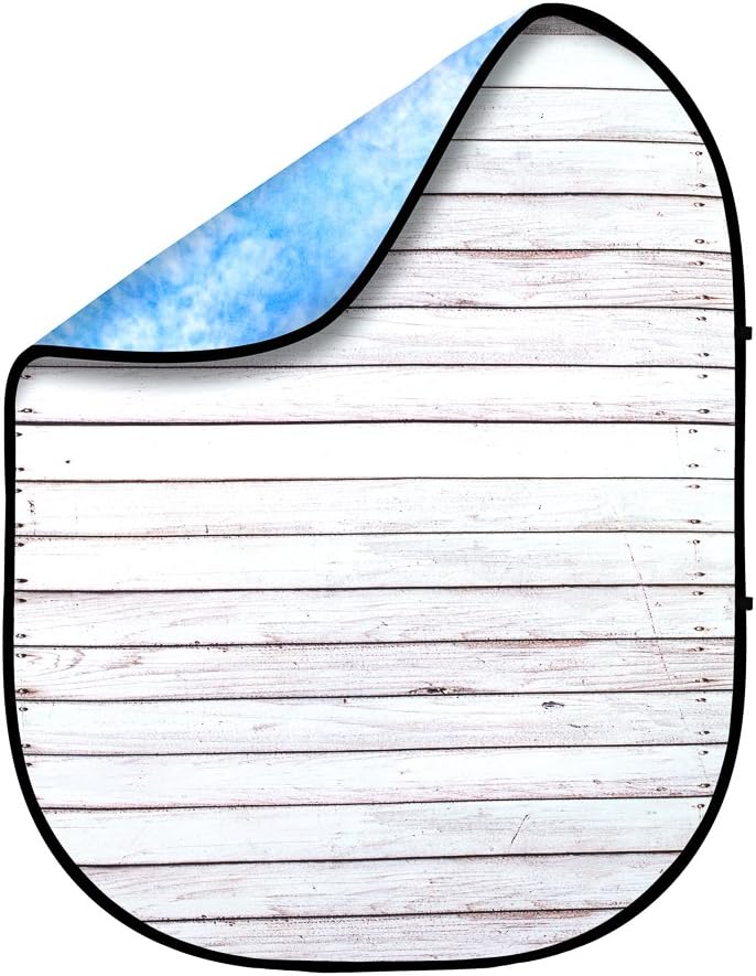 Reversible Neptune Blue and Seaside Wood Double-Sided Pop-Up Muslin Backdrop 5'x6.5' Pack of 2 S1848