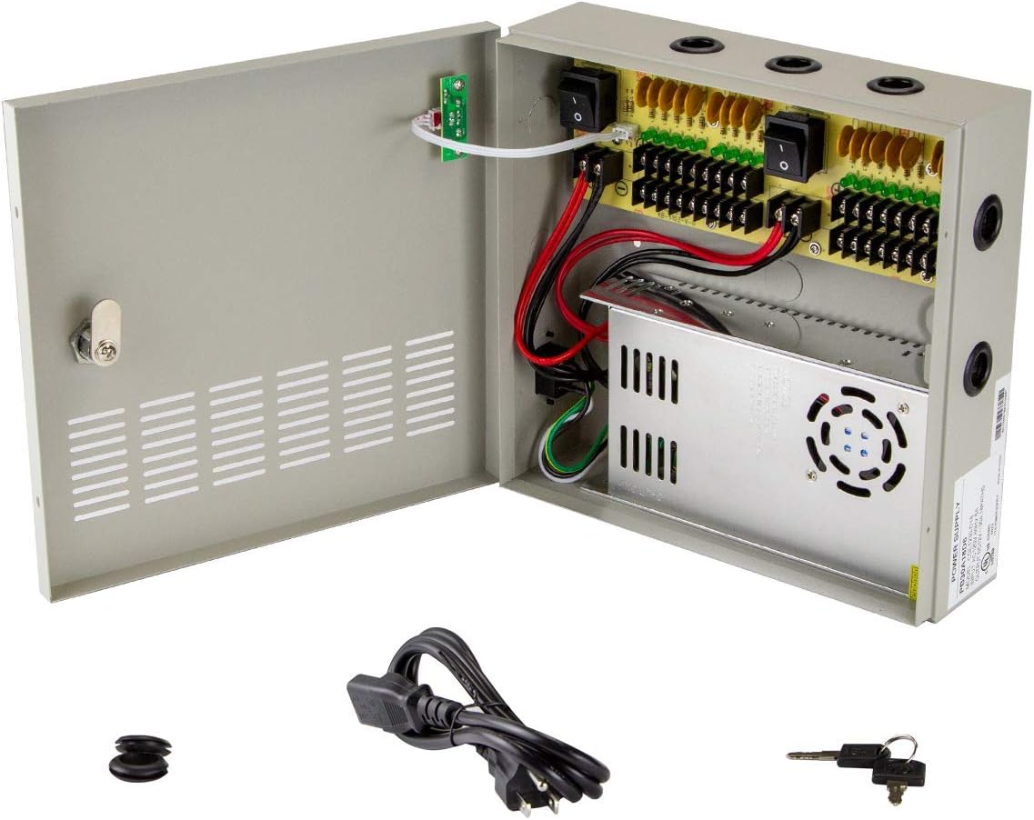 18 Outputs 30 Amp 12V DC PTC CCTV Power Supply Box, Pack of 2 M388