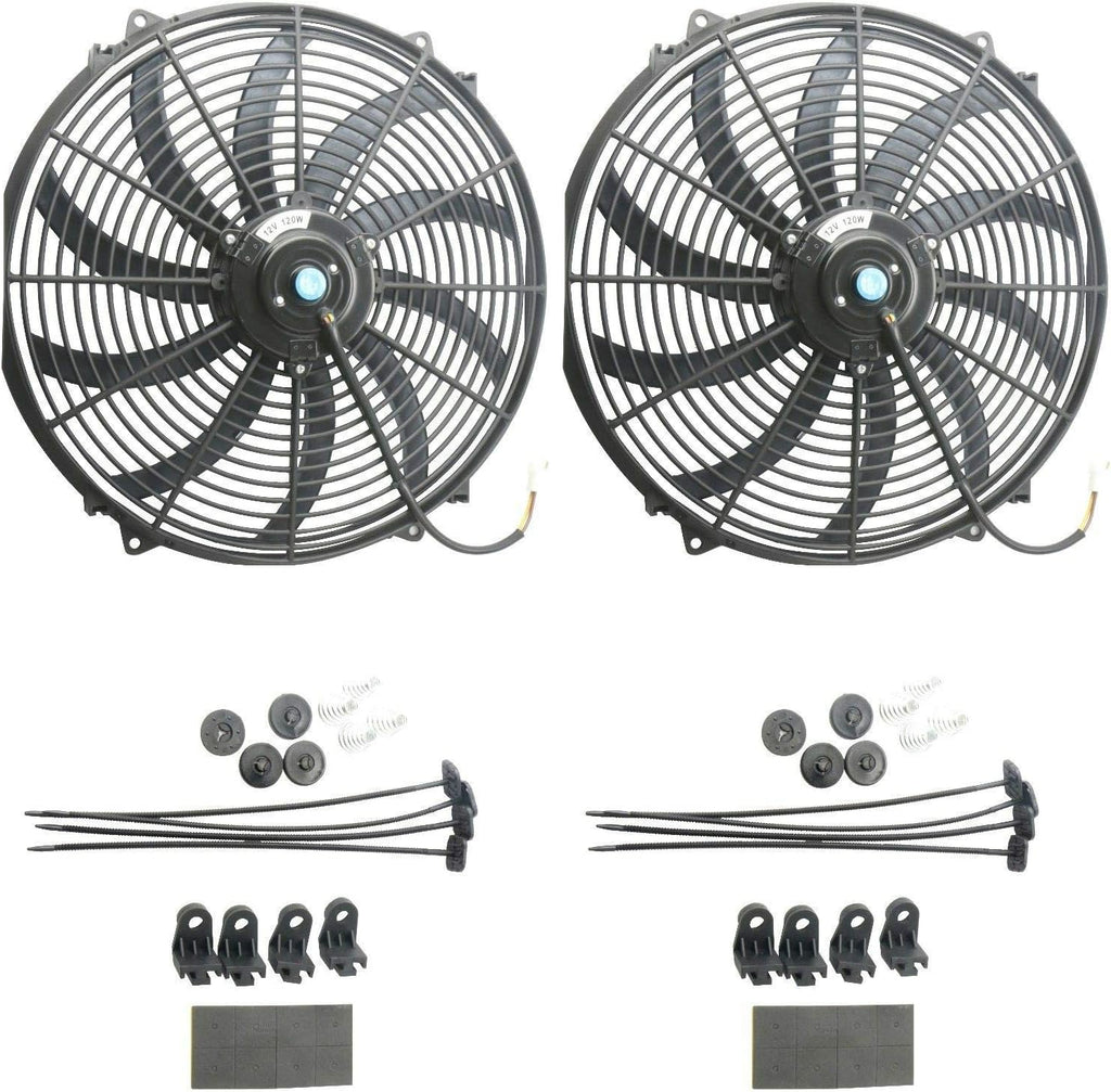 12V Slim Electric Cooling Radiator Fan with Fan Mounting Kit 9" 2-Pack I394436