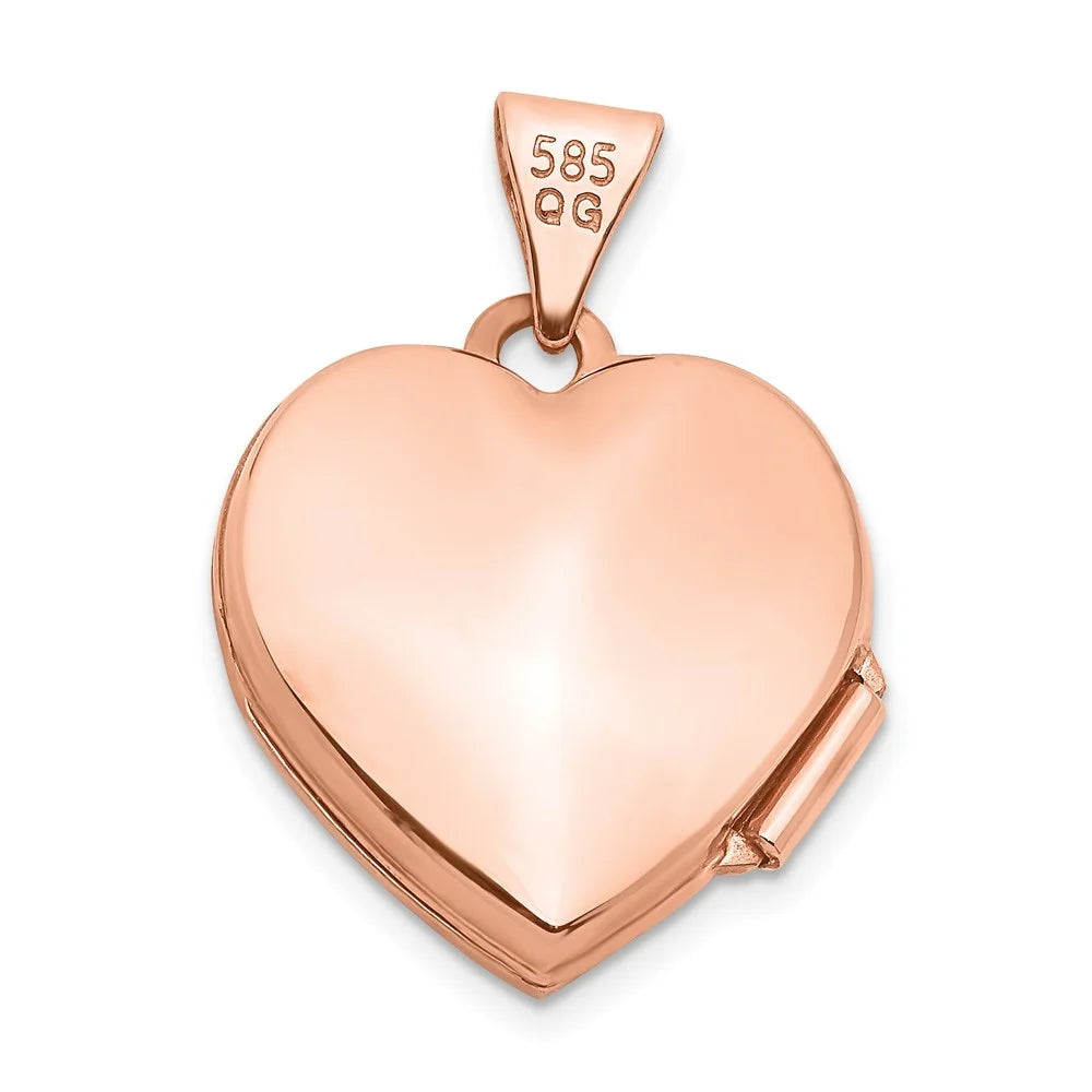 14K Rose Gold 15 mm Heart Locket Pendant U12780
