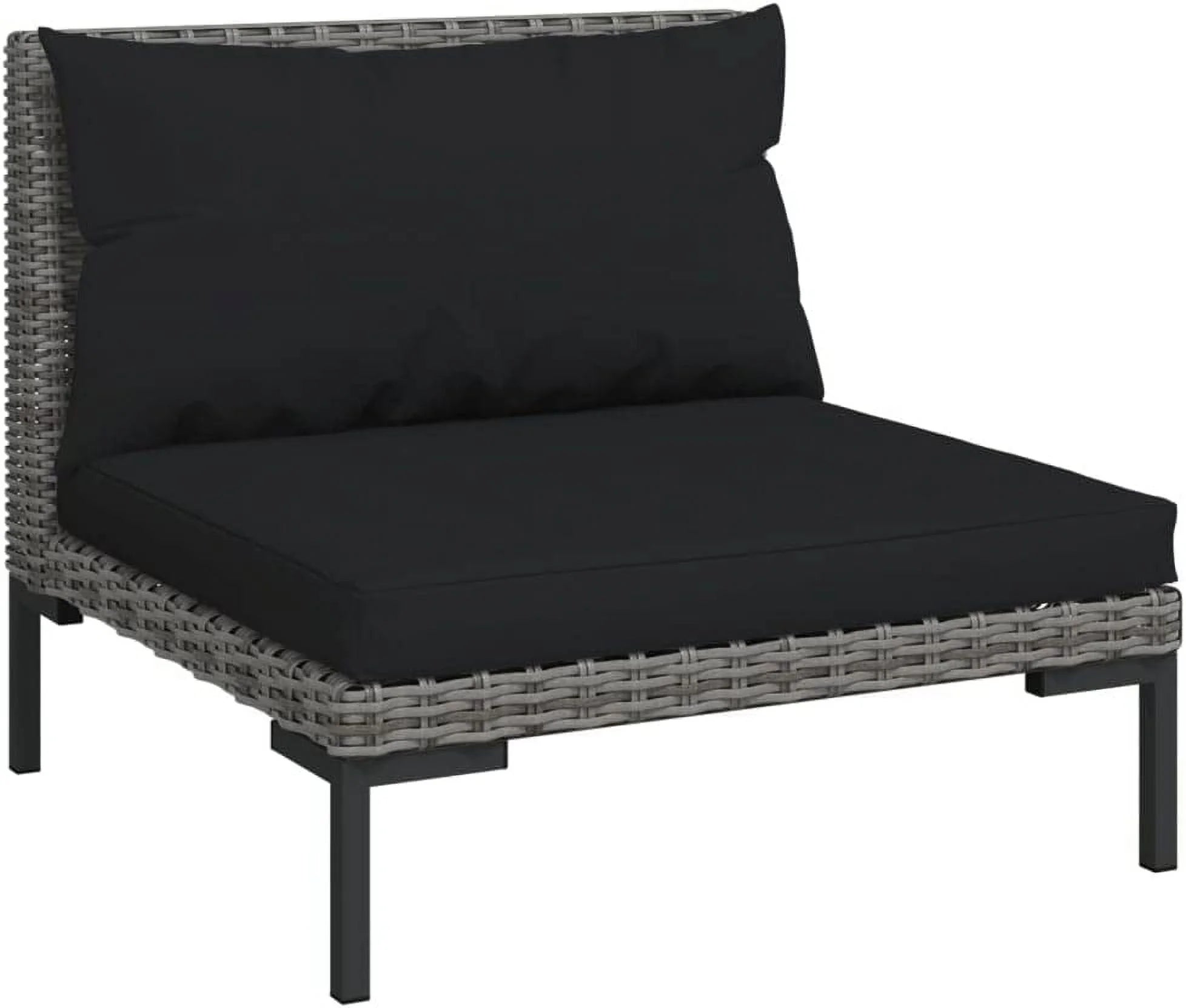 14 Piece Patio Lounge Set with Cushions Poly Rattan Dark Gray E18819