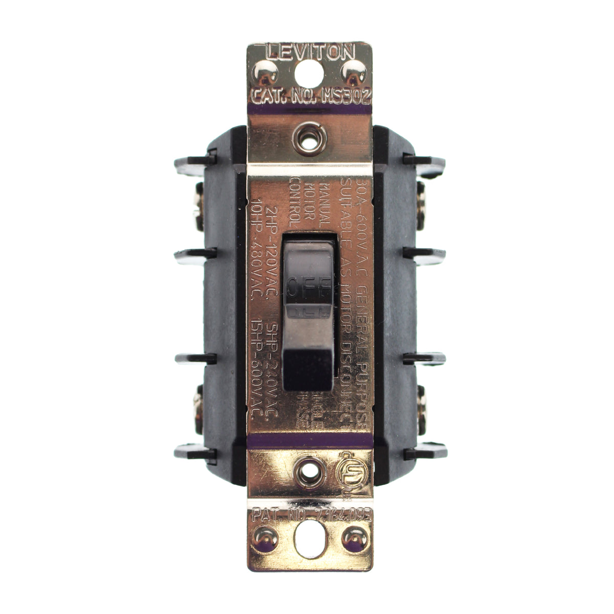 Black Toggle Style Manual Motor Switch A938