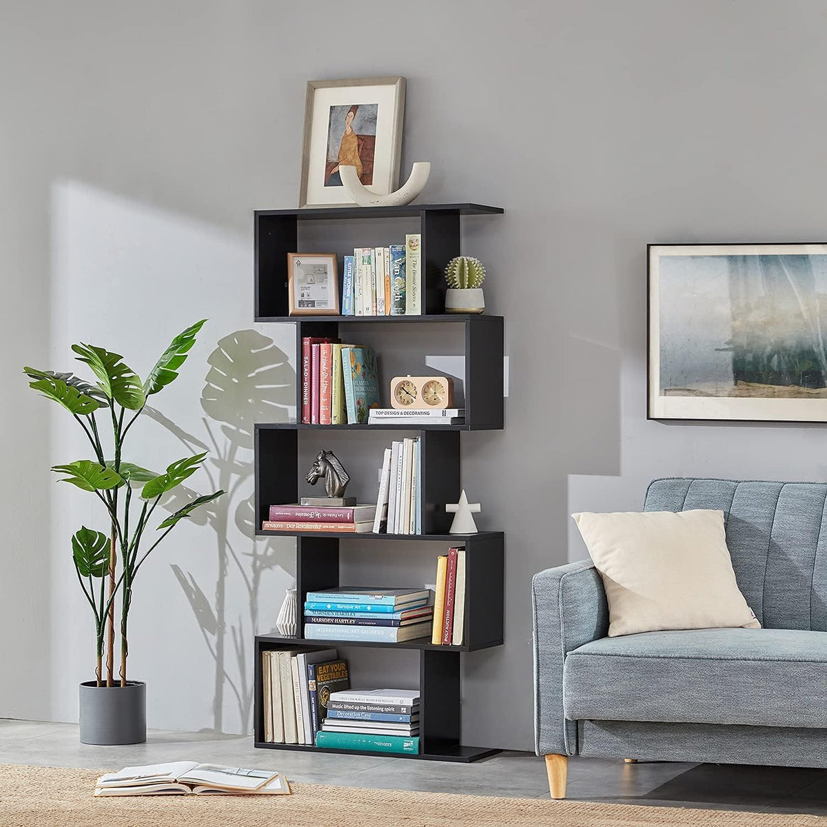 White 5-Tier Wood Bookcase S7880