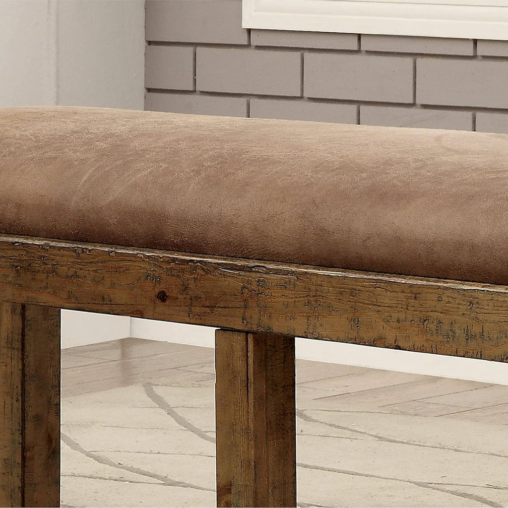 Rustic Pine Wood Padded Dining Bench A733415