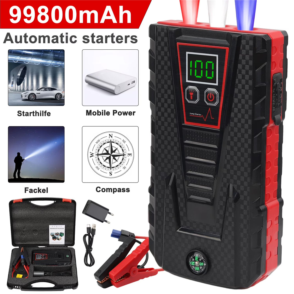 Car Jump Starter 5000A Peak 99800mAh Battery Portable Power Bank Y466