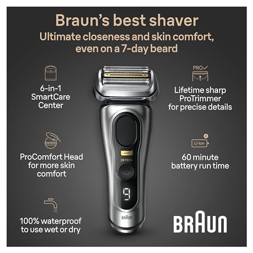 Electric Razor with 5 Pro Shaving Elements and ProComfort Head, 6in1 SmartCare Center, Charging Stand B917067