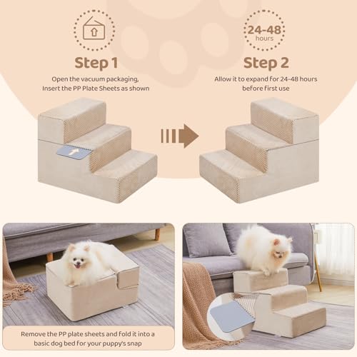 Grey 18'' H Dog Stairs with Non-slip Bottom B365