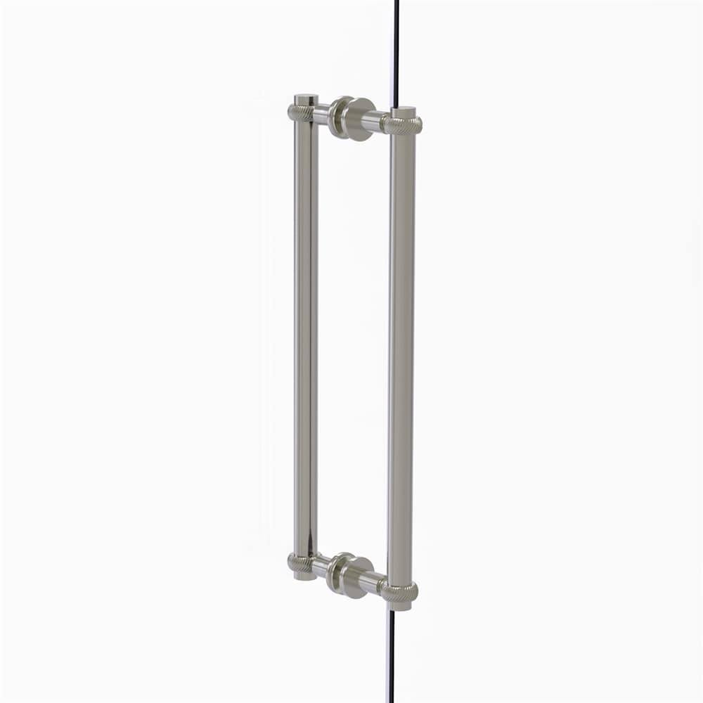 18 in. Contemporary Shower Door Pull with Twisted Accent Satin Nickel M74239