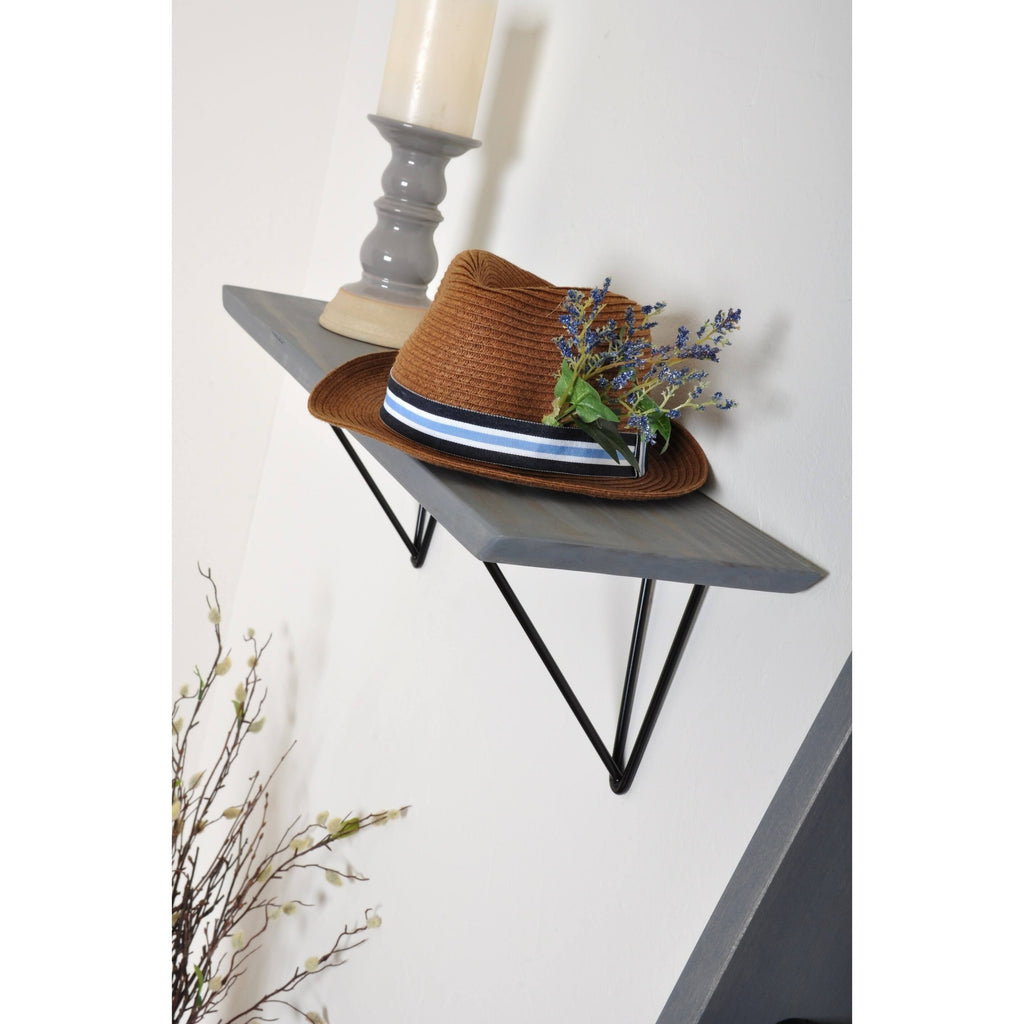 White Washed Wood Bracket Shelf U592