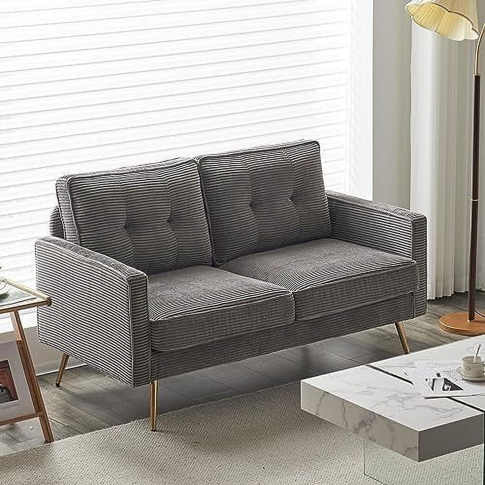 Beige Corduroy 2-Seater Loveseat Sofa T2788