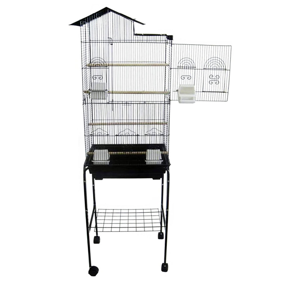 Black Tall Bird Cage with Stand E437572